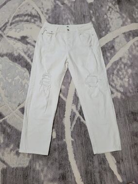 Black Label White Distressed Skinny Jeans Size 11